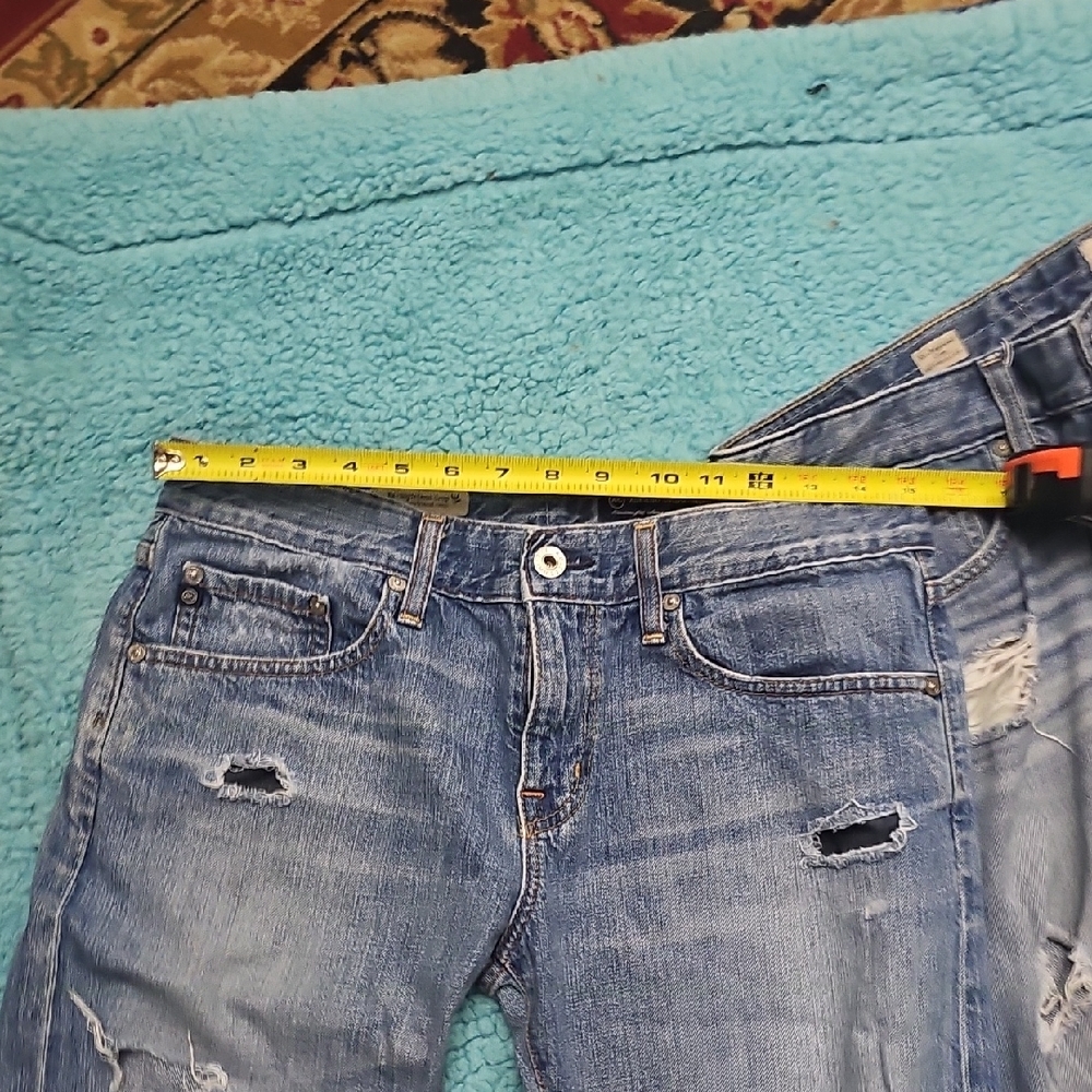 ⚜️2 Pair AG Adriano Goldschmied Distressed Blue Boyfriend Jeans - Picture 9 of 11